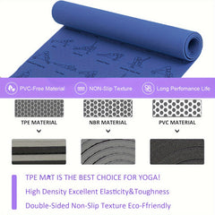 6mm TPE Yoga Mat Non slip Fitness Mat w/ Carrying Strap for Gymnastics Pilates