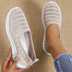 Women's Hollow Out Knit Flat Shoes Slip On Mesh Lightweight Casual Outdoor Shoes