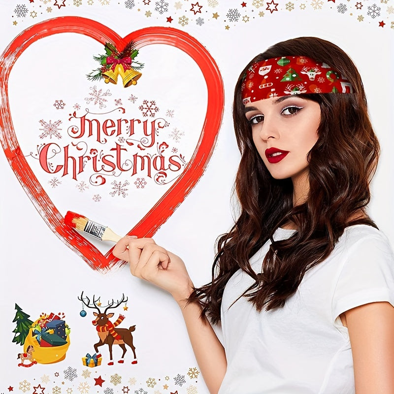 Christmas Plaid Headbands Wide Retro Elastic Turban Headwear Hair Accessories