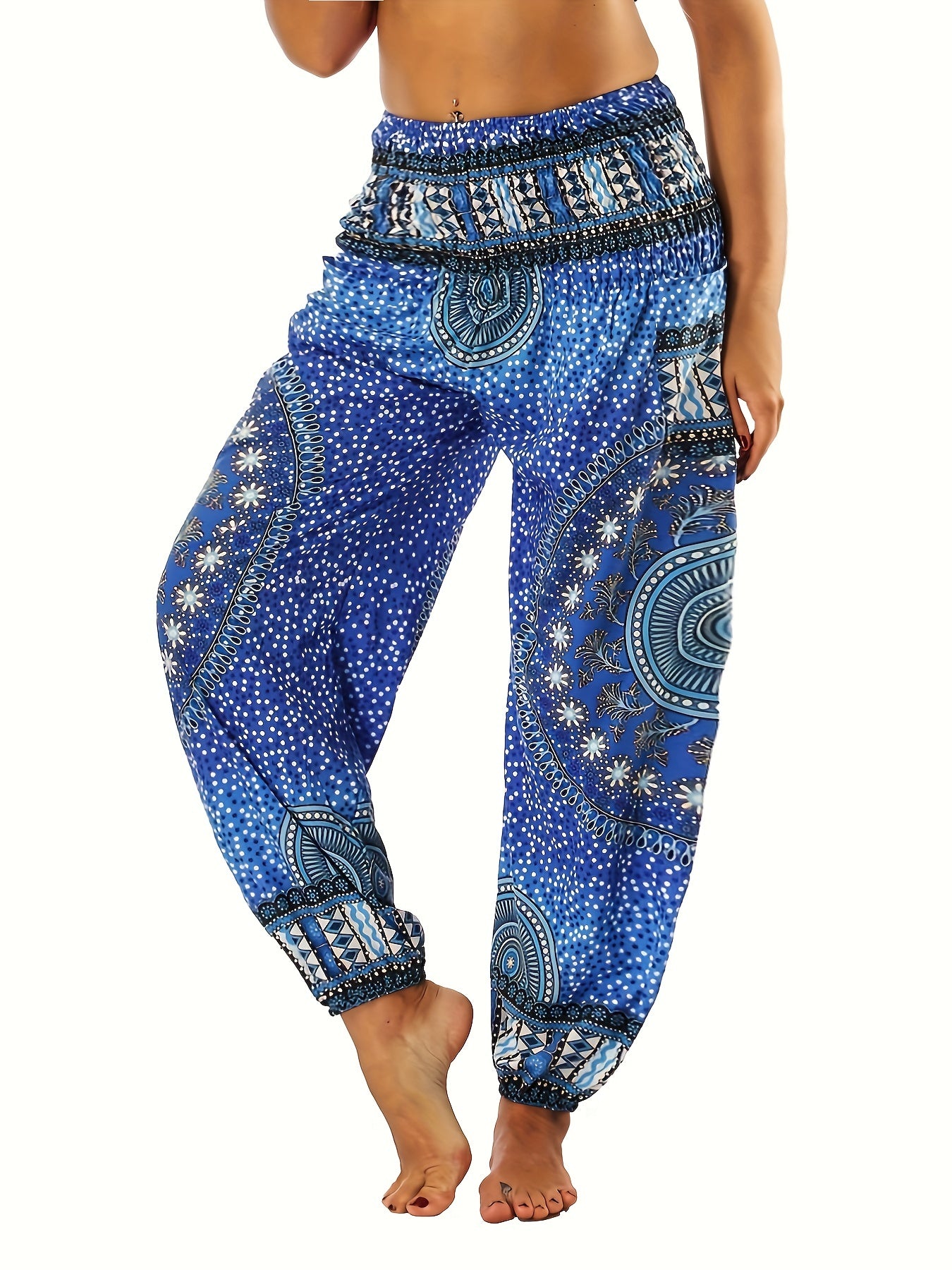  Geometric Print Harem Trousers