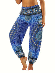  Geometric Print Harem Trousers