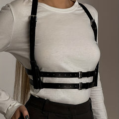 Punk PU Leather Waist Belt Women Goth Suspenders Music Dance Club