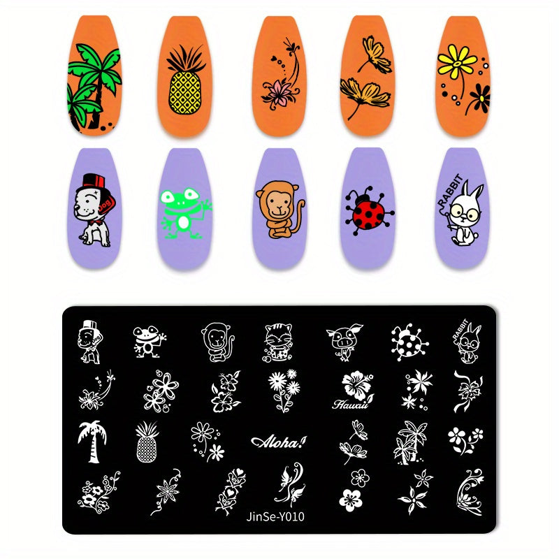 Stainless Steel Nail Stamping Plates Flower Fruits Image Stamp Template
