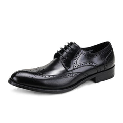 FARWARWO Men's Leather Wing tip Brogue Pointed Toe Derby Shoes