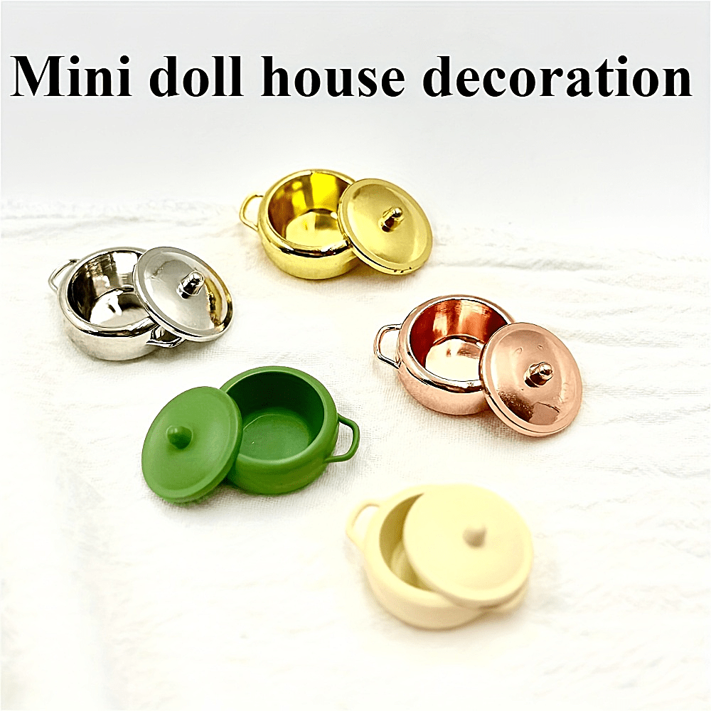 1:12 Dollhouse Cooking Pot Titanium Alloy w/ Lid Kitchen Cookware Mini Pot