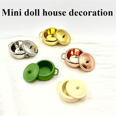1:12 Dollhouse Cooking Pot Titanium Alloy w/ Lid Kitchen Cookware Mini Pot