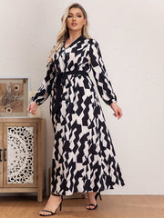  Colorblock V Neck Maxi Dress With Belt