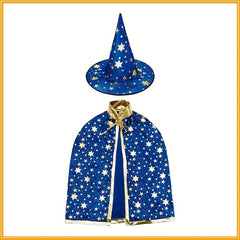 Kids Halloween Cosplay Cape & Hat Set