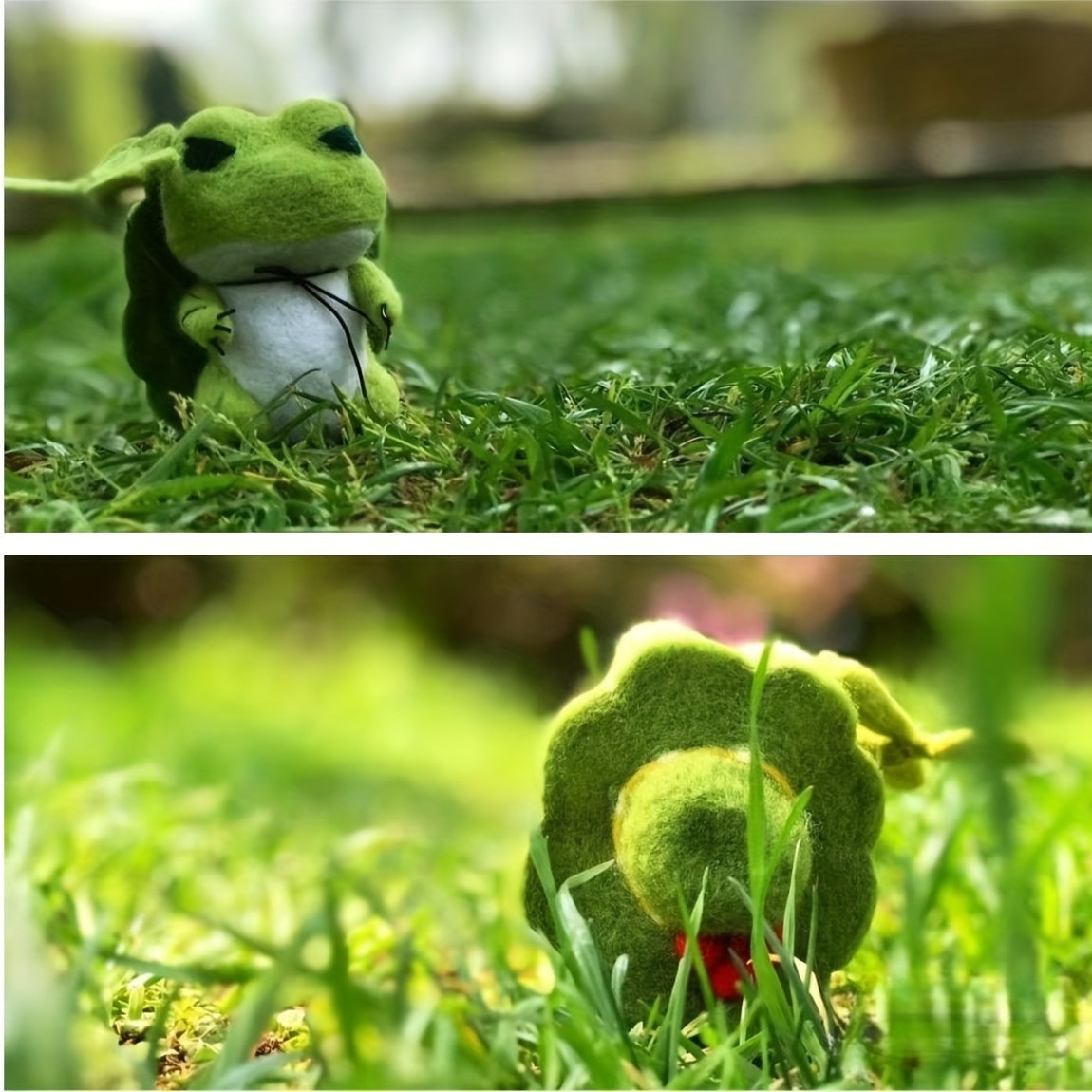 Traveling Frog Wool Felt DIY Material Package with Keychain