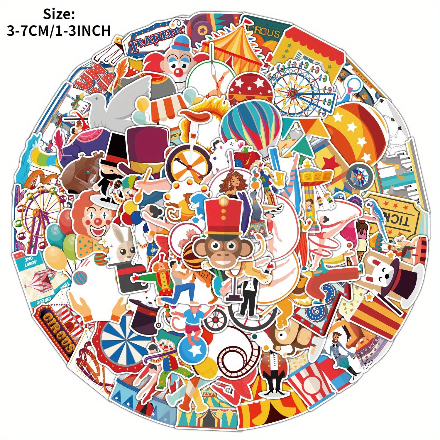 102pcs Anime Circus Doodle Stickers for Phone Laptop Helmet Skateboard