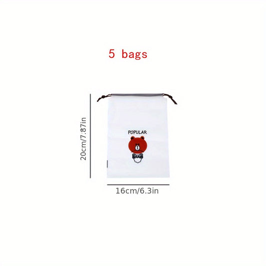5Pcs Clear Drawstring Shoes Bag Set Travel Shoes Storage Pouch
