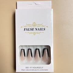 24pcs French Tip Press On Nails Acrylic Glossy Tips for Halloween
