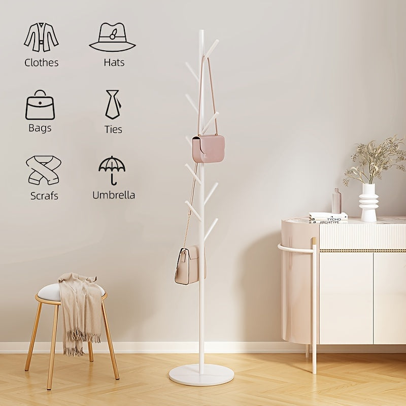 Tree Coat Rack Stand with Decorative Base for Hallway Entryway Coat