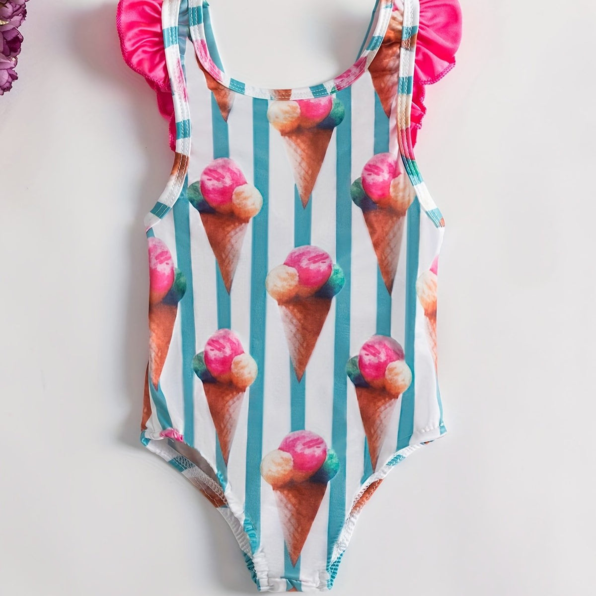 Baby Cartoon Striped Swimsuit Bikini Onesie