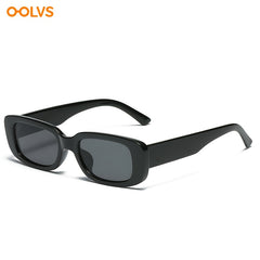 OOLVS Retro Rectangle Sunglasses Men Small Square Sun Glasses UV Protection