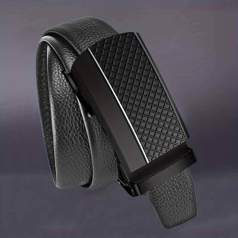 Men's Pu Leather Belt Automatic Buckle Business Casual All match Belt