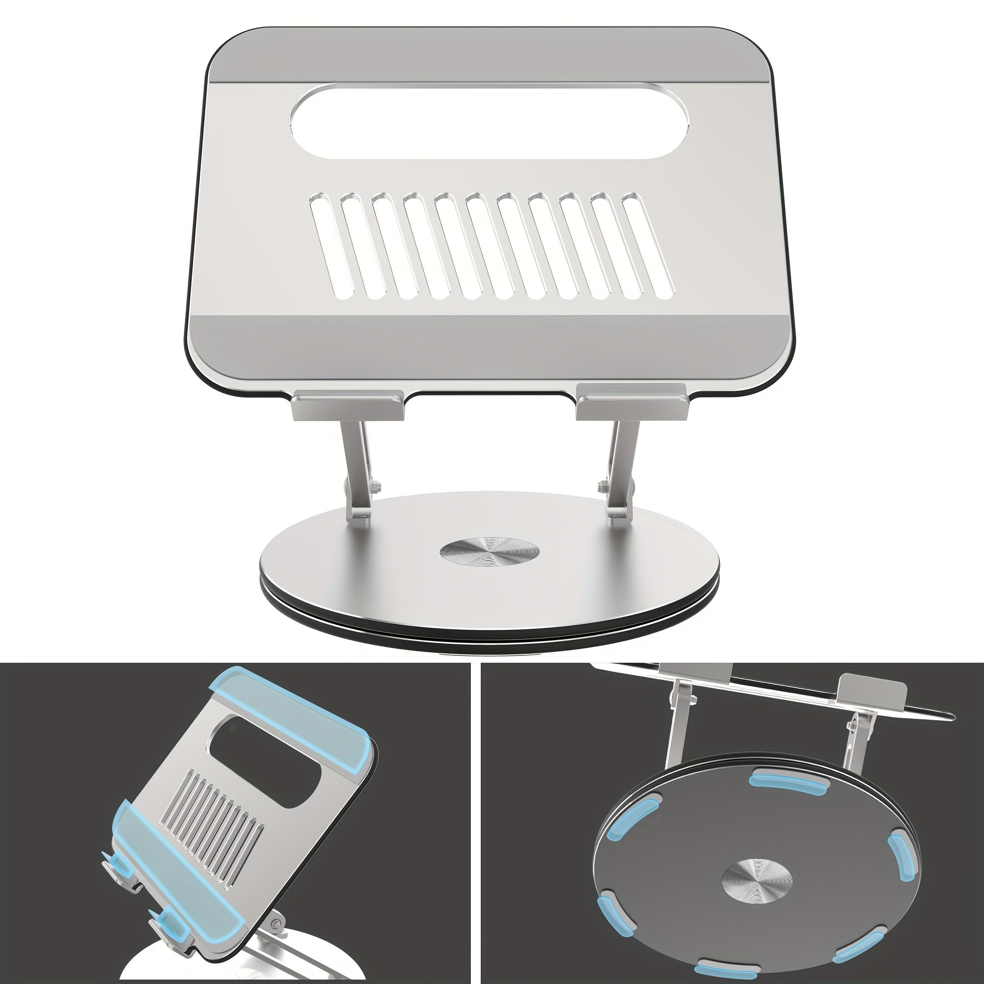 Adjustable Laptop Stand 360 Rotating Base Ergonomic Riser Portable Foldable