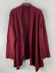 Women's Plus Solid Cable Long Sleeve Open Front Cardigan