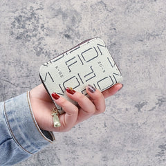 Vintage Letter Pattern Short Wallet Zipper Coin Purse Classic Card Case