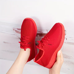 Women's Rose Pattern Running Shoes Lace Up Outdoor Walking Shoes