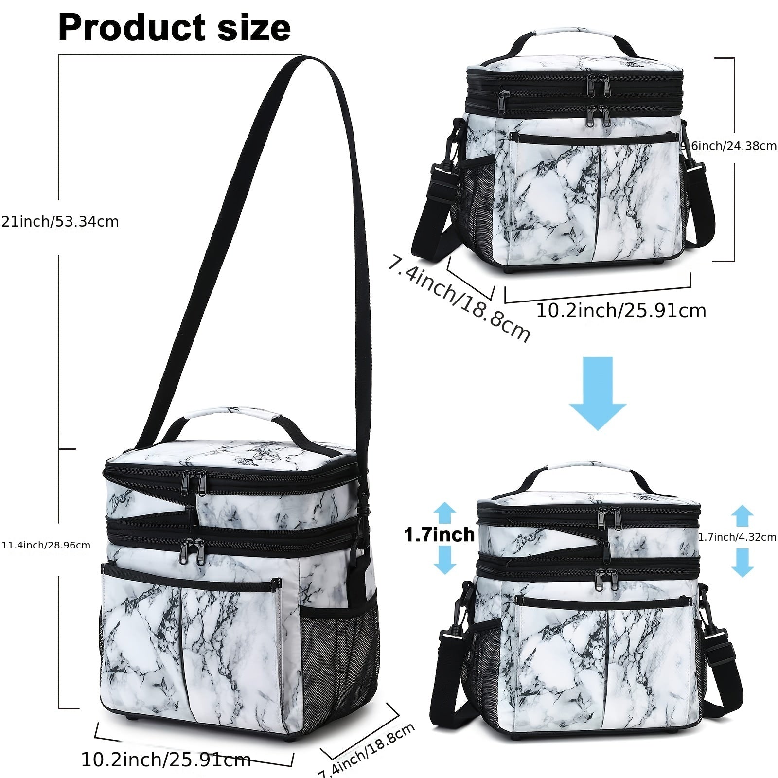 Marble Pattern Picnic Bag Large Capacity Insulation Bag