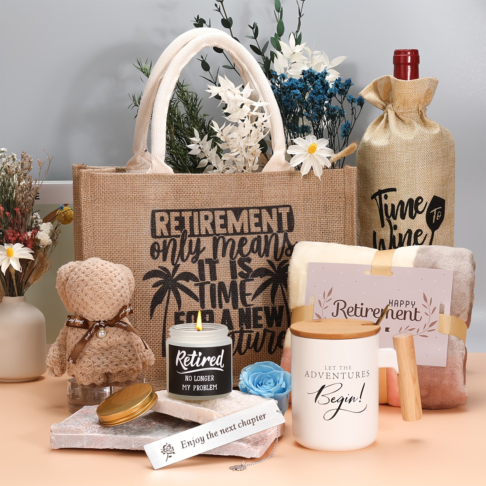 Happy Retirement Coffee Mug Beach Travel Bag Set