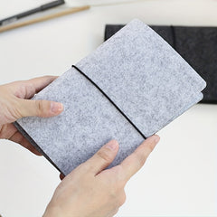 Dark Grey Felt Notepad Binder Cover, Portable Account Book Travel Journal