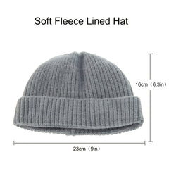 Fleece Beanie Hat Winter Knitted Caps Soft Warm Unisex Beanie Hat