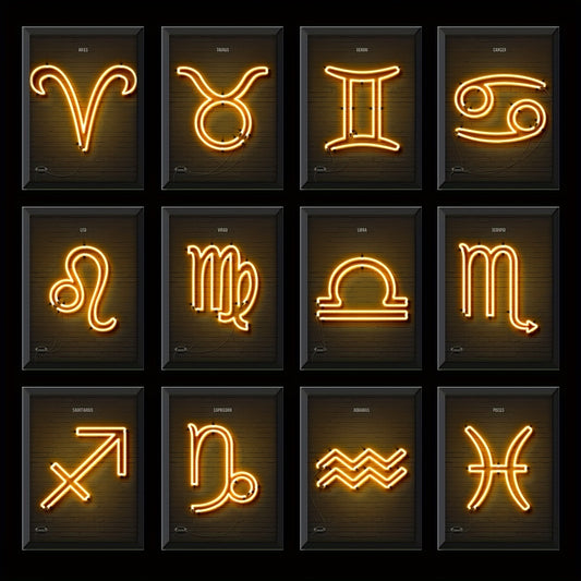 Yellow Neon Zodiac Sign Poster Kids Home Decor