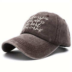 Vintage Letter Embroidered Baseball Cap Washed Distressed Dad Hat