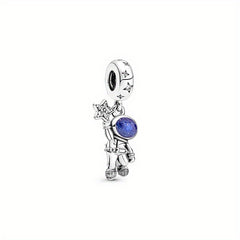 Rhinestone Decor Silver Space Astronaut Bead for DIY Jewelry