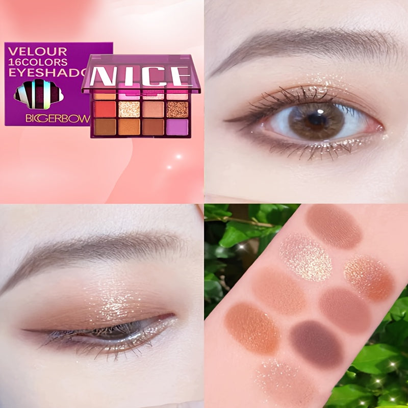 16-Color Eyeshadow Palette Matte Pearly Highlighter Brown Multicolor Eye Makeup