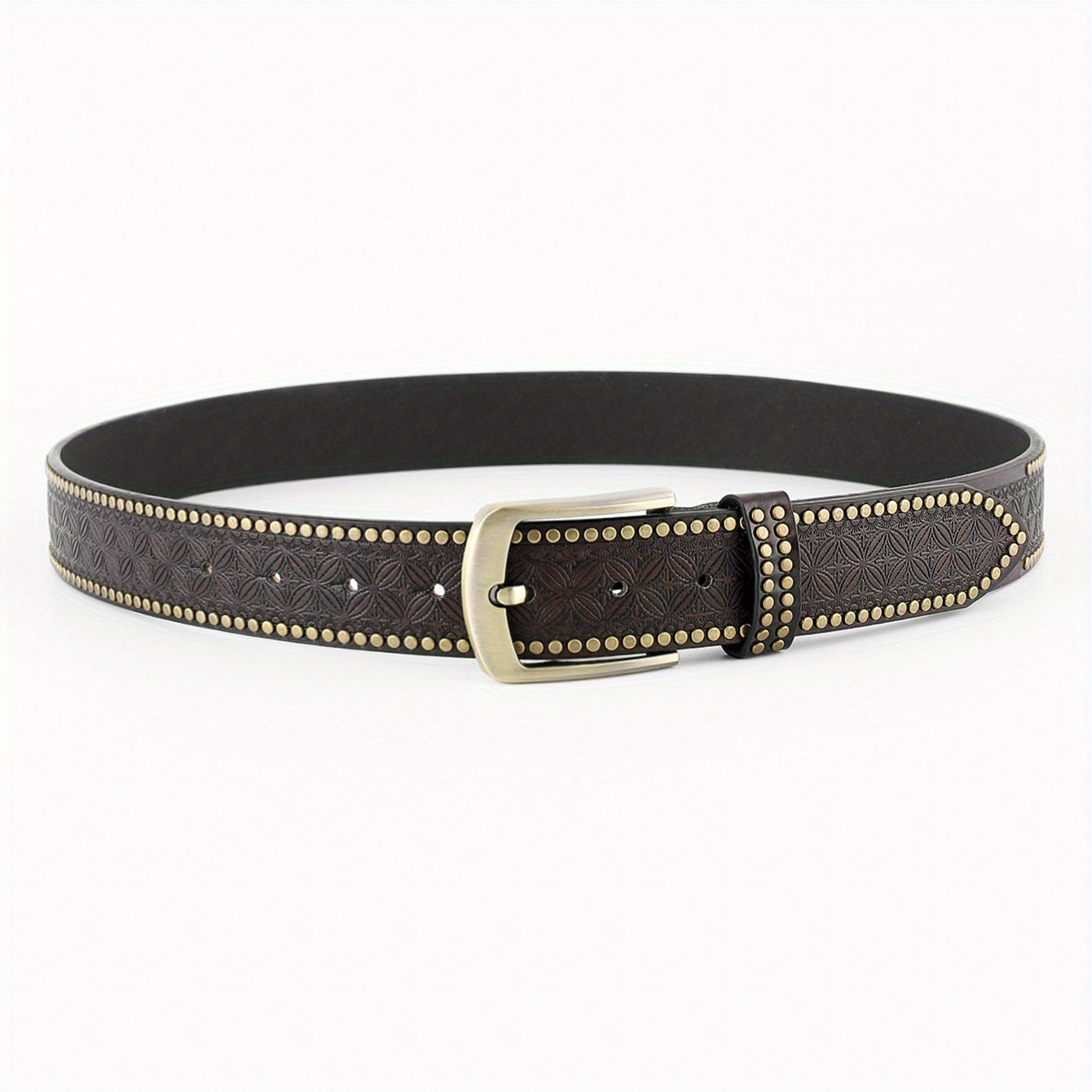  Embossed Brown PU Leather Belt
