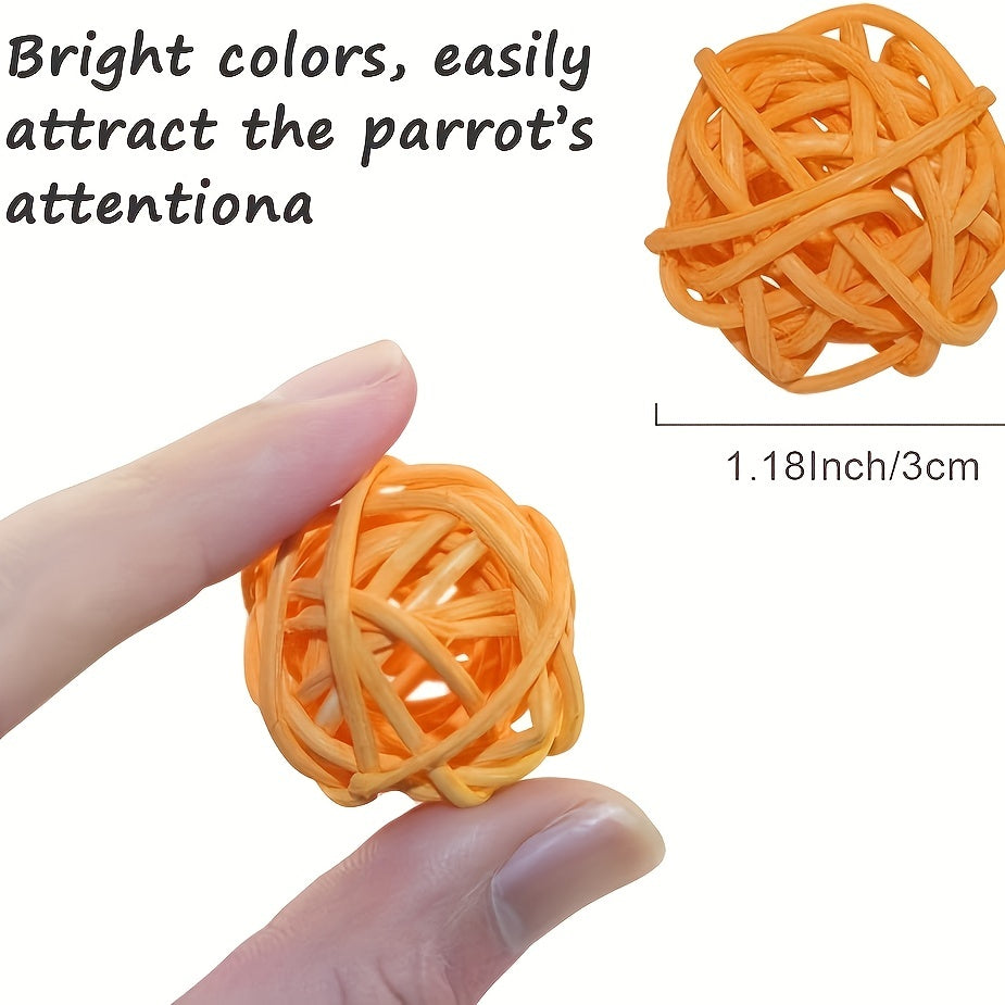 10pcs Parrot Chew Toy Straw Ball for Cage Fun Hanging Ornament