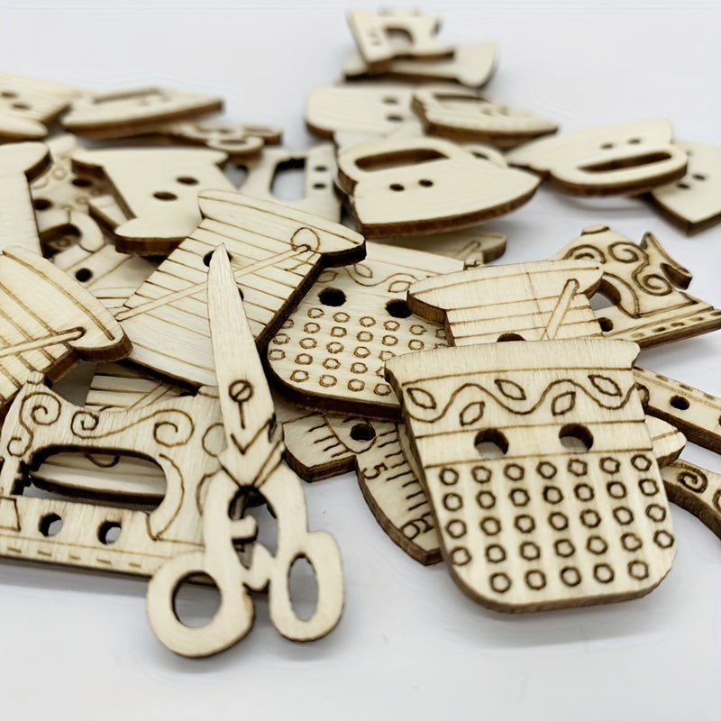 20pcs DIY Wooden Sewing Shapes for Crafting