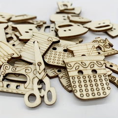 20pcs DIY Wooden Sewing Shapes for Crafting