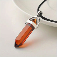 Crystal Hexagonal Column Necklace Pendant