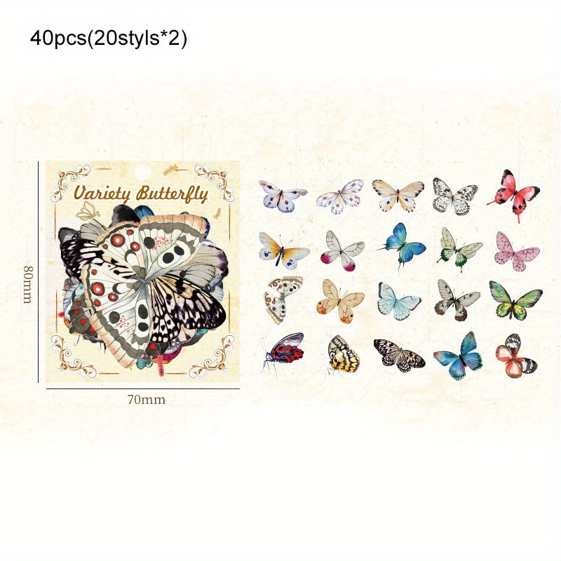 40 Butterfly Cartoon Stickers Pack for Water Cup Notebook Phone Decor