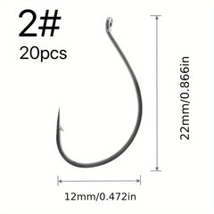 20pcs Barbed Fishing Hook Worm Bait Hooks Wide Gap Outdoor Tackle