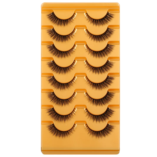 Reusable Wispy Cat Eye Lashes Cross Fluffy Natural Look