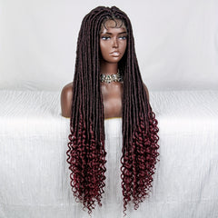 African Braided Spring Twist Lace Wig 86 cm