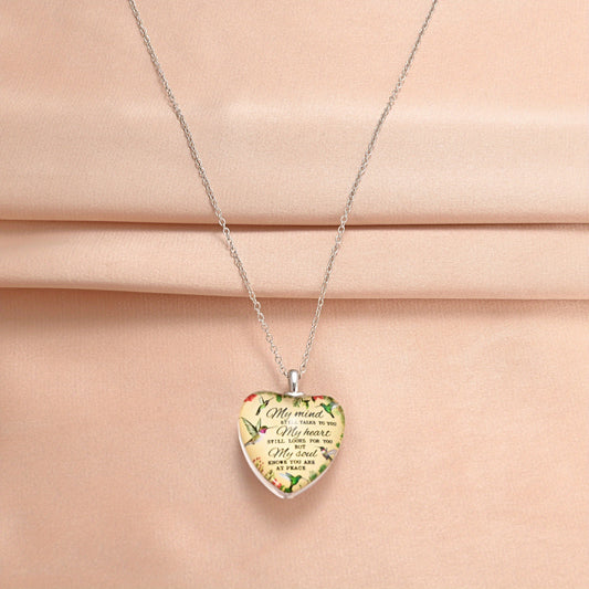 Love Heart Pendant Necklace With Bird Pattern Holiday Party Jewelry
