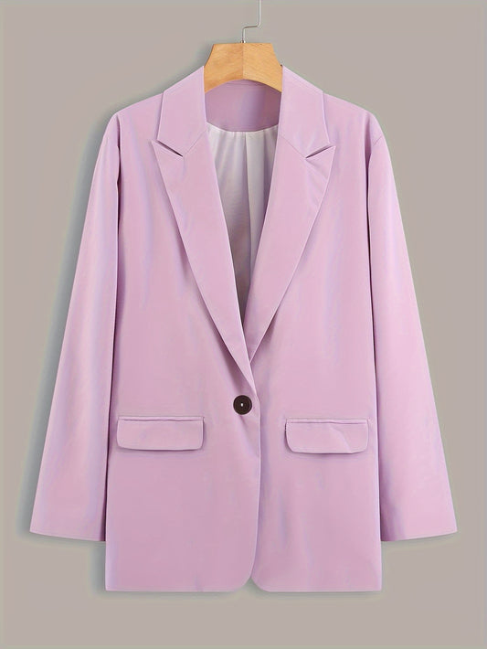  Solid Long Sleeve Lapel Collar Blazer