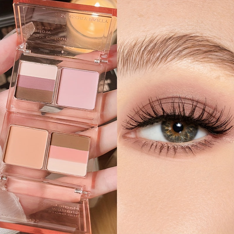 Matte 4-Color Eyeshadow Blush Palette Brown Coral Nude Milk Tea Natural