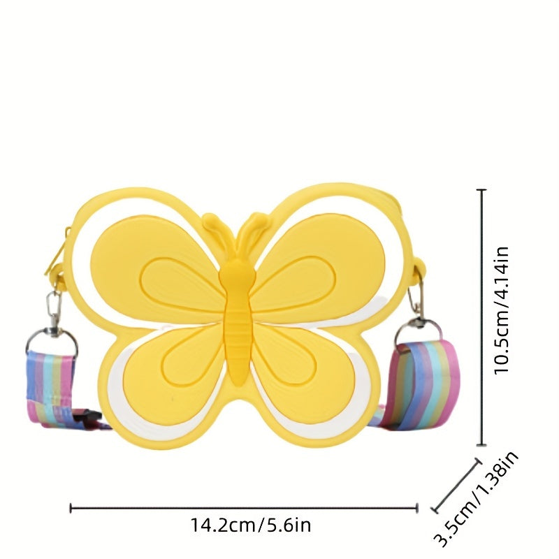 Butterfly Silicone Coin Purse Zipper Crossbody Bag Messenger Bag