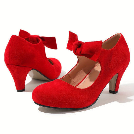 Women's Bowknot Chunky Heels Pumps Oktoberfest Dress Shoes