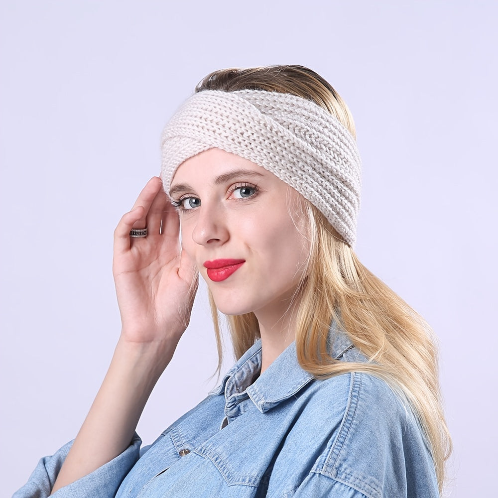 Striped Knitted Headband Solid Hairband Women Winter