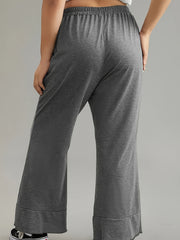 Women's Plus Size Solid Drawstring Flared Leg Trousers