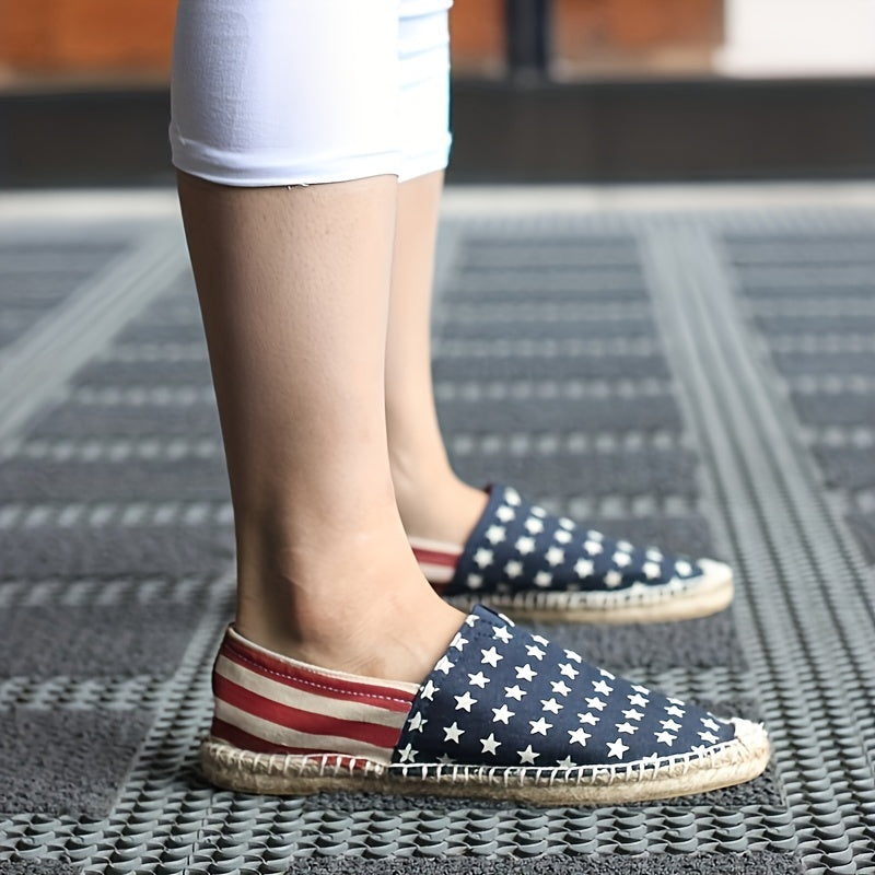 Women's Star Pattern Canvas Slip-On Shoes Lightweight & Comfortable