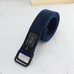 Solid Canvas Belt With Double Square Buckle